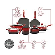 Jogo de Panelas Antiaderente Life Easy 7 Peças Vermelho Brinox - imagem 2