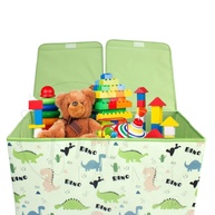 Baú de Brinquedos Estampado 60x40 cm | Caixa Organizadora Montável para Quarto Infantil (Verde) - imagem 1