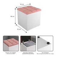 Puff Báu Banqueta Organizador em Suede - Caixa de Brinquedos Quadrada para Sala e Quarto Infantil (Rose) - imagem 3