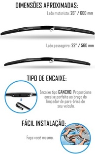 Par Palhetas Limpador Para-Brisa Civic 2012-2016 26"/22" - Visibilidade Impecável! - imagem 5