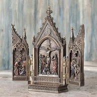 Estatueta Triptych Calvary 21cm Bronze - Decoração Elegante e Clássica - imagem 5