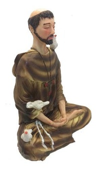 São Francisco de Assis em Meditação Lótus - Estatueta em Bronze com Detalhes Realistas - imagem 4