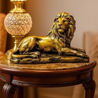 Kit Estátuas Decorativas de Leão em Bronze Dourado - Par de Esculturas Clássicas para Decoração de Ambientes - imagem 5