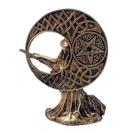 Estátua de Bruxa da Lua em Resina Dourada com Detalhes em Bronze - Decoração Esotérica Wicca - imagem 4