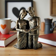 Estátua de Casal em Oração - 16cm em Resina Bronze - Presente Religioso para Decoração Cristã - imagem 5