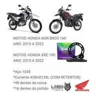 Kit Relação KMC Gold Bros 160 XRE 190 (2015-2024) - Corrente Retentora 428ELO - imagem 4