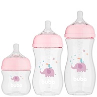 buba-anticolico-120270330ml-sistema-a-flow-rosa-easy-elefante-3-kit-mamadeiras-a