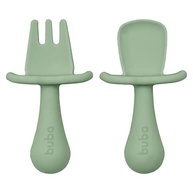 Kit Talheres de Silicone Seguro para Bebês - Buba Verde - imagem 2