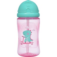 Garrafa Dino Patinete Rosa 400ml - Buba com Canudo em Silicone e Tampa Retrátil - imagem 2