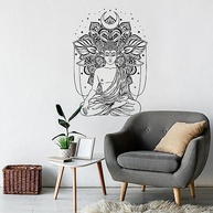 Adesivo de Parede Buda Meditação Yoga Flor de Lótus 57x81cm - Estilo Budista para Paz Interior - imagem 5