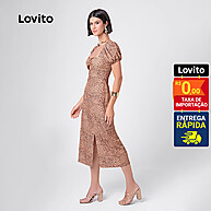 Vestido Midi Onça com Fenda e Manga Bufante - imagem 2