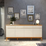 Buffet Aparador 187cm 4 Portas 4 Gavetas Magnum Off White/Cedro - imagem 1