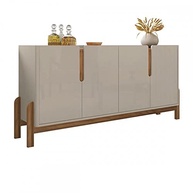 Aparador Buffet Sala Lizz 170cm com Pés de Madeira Maciça – Design Sofisticado Off White/Cedro - imagem 4