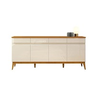 Buffet Aparador Giorgia 187cm 4 Portas 4 Gavetas em Madeira Maciça | Design Offwhite e Cedro - imagem 4