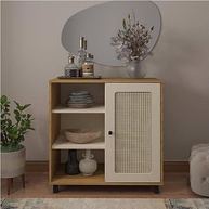 Buffet Charlotte em Carvalho/Off White - Design Sofisticado com Porta em Impressão Palha - imagem 3
