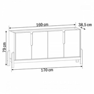 Aparador Buffet Sala Lizz 170cm com Pés de Madeira Maciça – Design Sofisticado Off White/Cedro - imagem 3