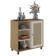 Buffet Charlotte em Carvalho/Off White - Design Sofisticado com Porta em Impressão Palha - imagem 1