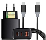Carregador Turbo 65W 3 Portas (2 USB-C 65W/30W + 1 USB-A 25W) + Cabo 1m: Carregamento Rápido Universal - imagem 2