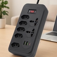 Régua de Energia Inteligente: 5 Tomadas Universais + 2 USB + 1 USB-C (Preta) - imagem 2