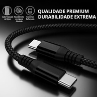 Cabo USB-C 2 metros Tipo C Turbo 60W Ultra Rapido Nylon Trançado e Reforçado Android e Iphone Notebook Tablet Qualidade Premium Carregamento Transferência de Dados - imagem 3