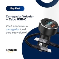 Carregador Veicular Turbo 60W com 2 Entradas USB-A + USB-C e Cabo Premium - imagem 5