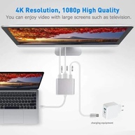 Adaptador USB-C para HDMI 4K Hub USB 3.0 Carregamento rápido Compatibilidade com MacBook Thunderbolt 3 e DEX Android Premium - imagem 3