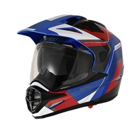 Capacete X11 Crossover Adventure Azul/Vermelho Brilho c/ Óculos - Aventura com Estilo e Segurança - imagem 1