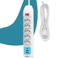 Extensão Elétrica 2m Bivolt: 5 Tomadas + USB-C PD para Máxima Conexão! - imagem 2