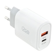 Carregador Ultra Rápido i2GO PRO: USB-C PD 20W + USB-A QC 18W - Branco - imagem 1