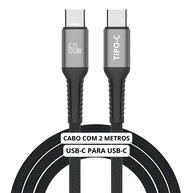 Cabo USB-C 2m Turbo 60W Ultra Rápido: Nylon Trançado, Reforçado para Android, iPhone, Notebook e Tablet - Preto Premium - imagem 1