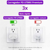 Carregador Turbo USB-C p/ Lightning 25W Ultra Rápido - iPhone SE X 11 12 13 14 FAST CHARGE PREMIUM UTBRX® - imagem 4