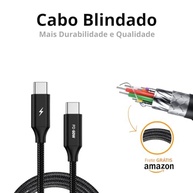 Cabo Tipo-C para Tipo-C Turbo Carregamento Rápido, Cabo de Dados, Reforçado Compatível Com iPhone 15,16 iOS e Android, EXC11, Premium® - imagem 4