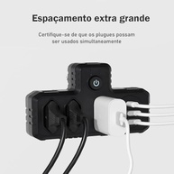Extensão Elétrica Premium: 3 Tomadas, 2 USB + 1 Tipo-C, Bivolt 2500W | Organize e Carregue Tudo! - imagem 4