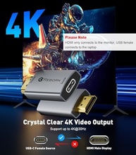 Adaptador USB-C Fêmea para HDMI Macho 4K 30Hz Reborn | Conexão Unidirecional Thunderbolt 3/4 para MacBook, Galaxy S, Surface - imagem 4