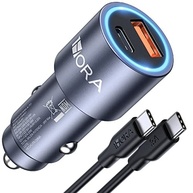 Carregador Veicular 38W USB-C PD/QC + Cabo Tipo C Incluso - Azul Rápido - imagem 2