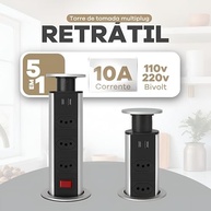Torre de Tomadas Retrátil Embutir: 3 Tomadas + USB + USB-C para Bancada (Preta) - imagem 3