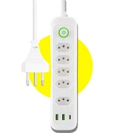 Régua Elétrica 5 Tomadas + 3 USB (1 Tipo-C) 3m Bivolt 2500W - Organize e Carregue Tudo! - imagem 2
