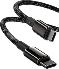 Cabo USB-C Baseus 100 W PD 5A, carregamento rápido USB C para USB C 4.0, cabo de dados trançado de nylon de liga de zinco para Samsung S21, S20+, S10, Note 10, iPad Pro, MacBook Pro, Google Pixel e outros (2 m) - imagem 1