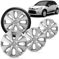 Kit 4 Calotas Aro 15 Prata Grid para Citroën C3 2014-2015 - Design Grid com Fixação por Pressão - imagem 1