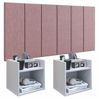 Conjunto Cabeceira Casal Queen 160cm com Mesa de Cabeceira Suspenso e Porta Celular Madri Rosa - imagem 2