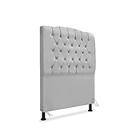 Cabeceira Box Solteiro 90 cm Dunas – Elegância em Veludo Cinza - imagem 1