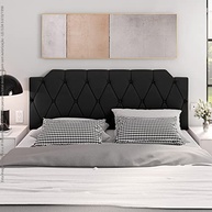 Conjunto Mesa de Cabeceira com Gaveta + Cabeceira Estofada para Cama Queen Size - Design Moderno em Preto - imagem 3