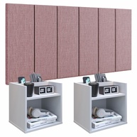 Conjunto Cabeceira Casal Queen 160cm com Mesa de Cabeceira Suspenso e Porta Celular Madri Rosa - imagem 1