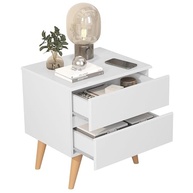 Kit 2 Mesas de Cabeceira Roma com 2 Gavetas e Pés - Design Elegante em Branco - imagem 5
