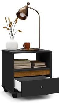 Kit 2 Mesas de Cabeceira Retro com Gaveta - Design Moderno para Quarto - imagem 5