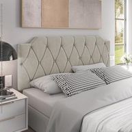 Conjunto Mesa de Cabeceira + Cabeceira Estofada Box para Cama Queen Size Areia - imagem 5