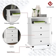 Mesa de Cabeceira de Luxo com 3 Gavetas em Branco - Design Moderno e Funcional - imagem 4