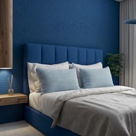 Cabeceira Estofada Modular Azul para Cama Casal 1,60m - Instalação Fácil sem Furos - imagem 4