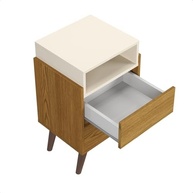 Mesa de Cabeceira Verona com 2 Gavetas em Freijó e Off White - Design Moderno com Pés Palito - imagem 4