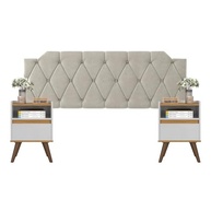 Conjunto Mesa de Cabeceira + Cabeceira Estofada Box para Cama Queen Size Areia - imagem 2